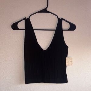 FP Movement by Free People Deep V Black Tank Top